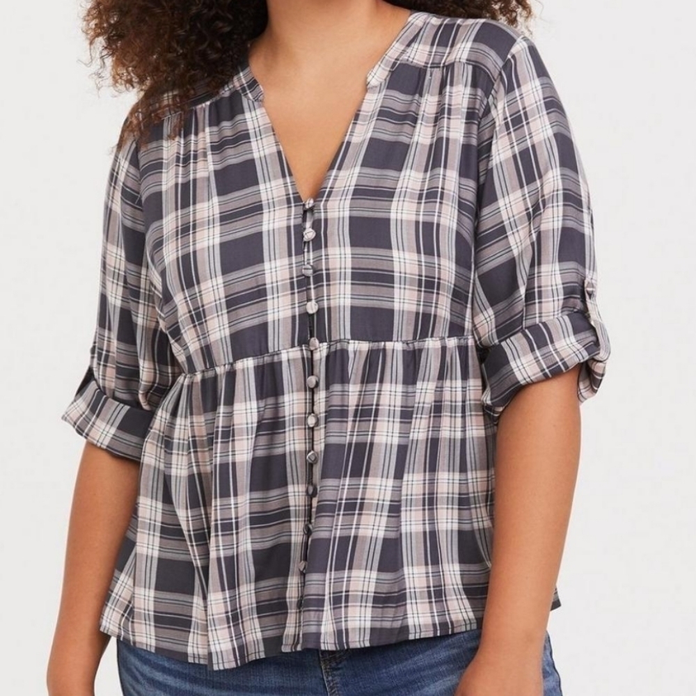 Torrid Plaid Babydoll Top